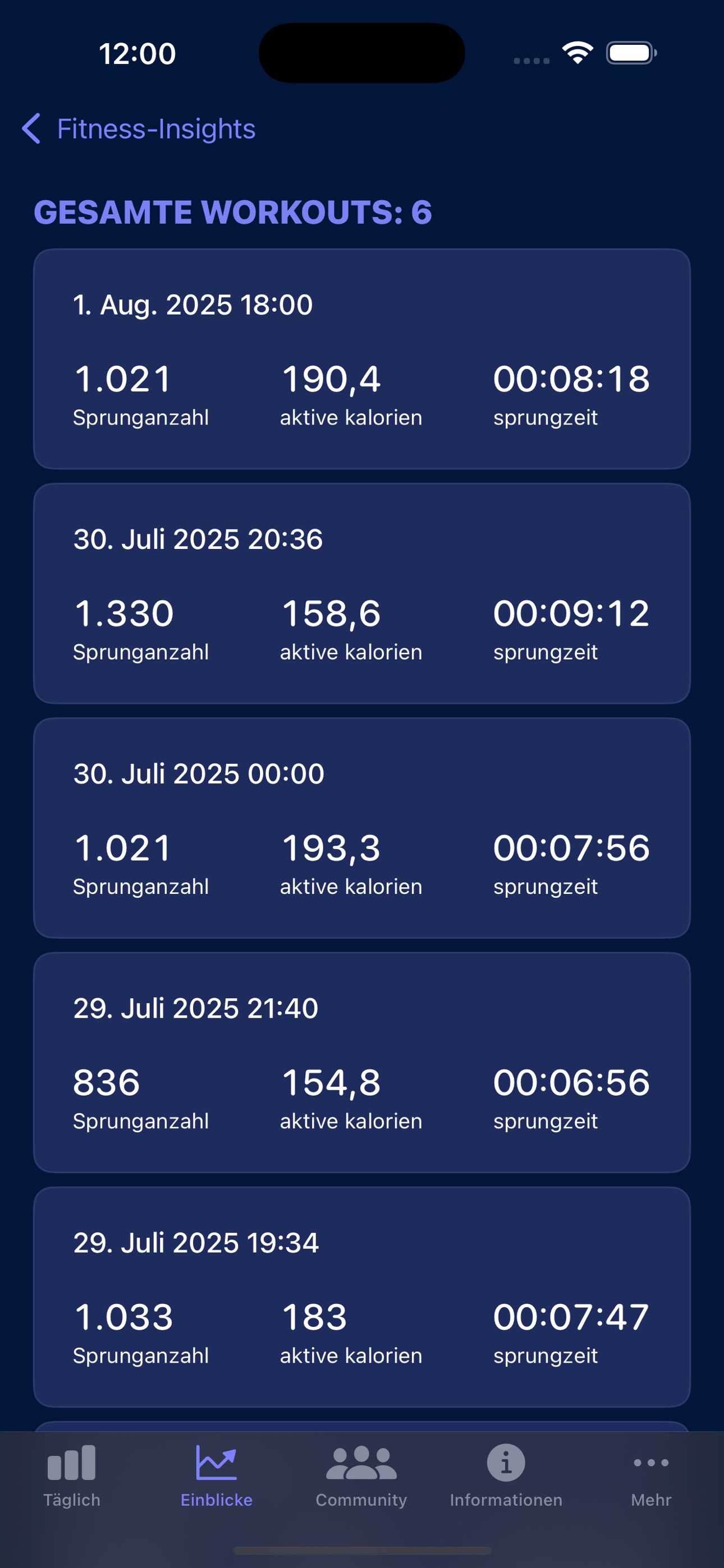 Sieh dir deine Workout-Historie auf dem iPhone an