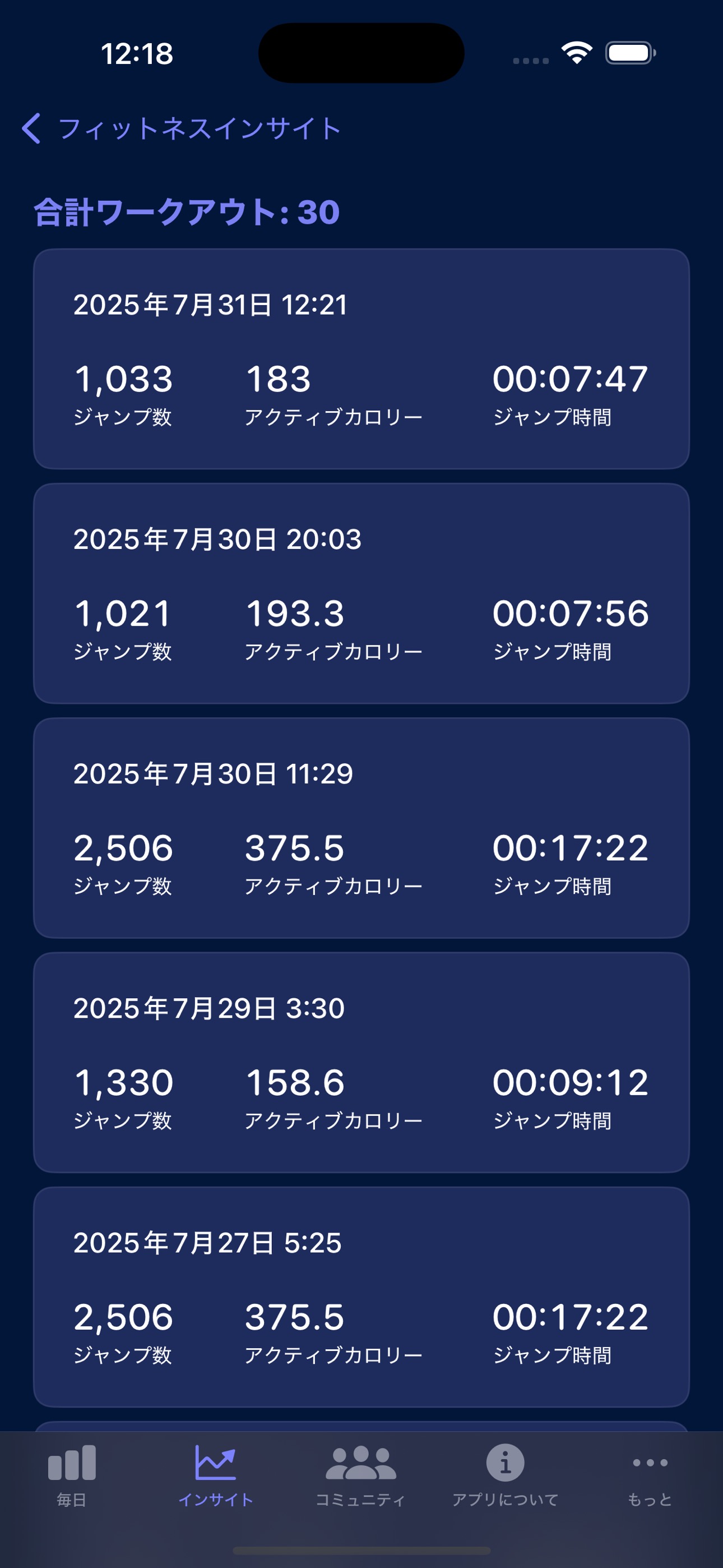 iPhoneでワークアウト履歴を閲覧